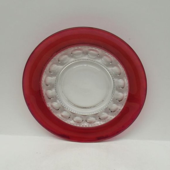 Indiana Glass Crystal Ruby Flashed KINGS CROWN 8 1/4 Inch Salad Plate - Picture 3 of 4
